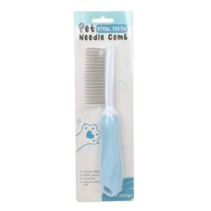 Pet Cats Grooming Needle Comb Hunde De-Floating Hår Rengjøringskam, Stil: Lange Og Korte Tenner (Blå)