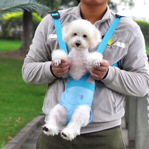 Pet Chest Backpack / Myk Skinn Bukse Stil Veske / Bærbar Pet Ryggsekk for Hund og Andre Kjæledyr Medium, Størrelse: 28*20cm (Blå)