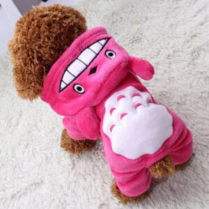 Pet Coral Fleece Kostyme Søte Chinchillaer Hund Varm Frakk, Størrelse:M (Rosa)