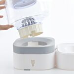 Pet Transparent Avtakbar Vaskbar Automatisk Drikkefontene med Rustfritt Stål Matboks, Spesifikasjon: Enkelt Skål (Grå)