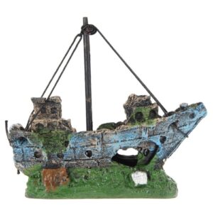 Piratskip Råtten Båt Liten Nettbåt Akvarielandskap Fishtank Glassylinder Scene