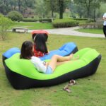 Plen Park Campingmat Vanntett Piknikmat Strandsofa Oppblåsbar Luftsofa Senge (Grønn+Svart)