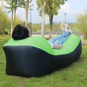 Plen Park Campingmat Vanntett Piknikmat Strandsofa Oppblåsbar Luftsofa Senge (Grønn+Svart)