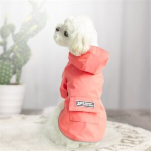 Regnjakke til hund med hette, vanntett, heldekkende klær for små hunder, størrelse: M (Rosa)