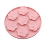 Rosa formet kjæledyr slikkepad for hunder, silikon sakte spise matte (rosa)
