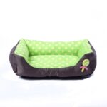 Tecknet Katt- og Hundekennel Firkantet Pute For Små og Mellomstore Kjæledyr, Spesifikasjon: L (Grønn)