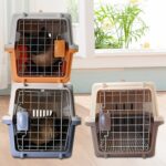 Transportkasse for kjæledyr, bærbar reisekasse for katt, liten hund, lufttransportkasse 48x32x30cm (oransje)