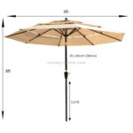[US Warehouse] 3-lags utendørs terrasseparasol med sveiv og tilt og vindventiler, størrelse: 9 fot (lys brun)