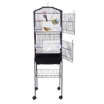 [US Warehouse] Dyreutstyr Metall Fuglebur med Holder & Fôringskopp & Universelt Hjulunderstell, Størrelse: 46x35x151cm