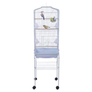 [US Warehouse] Dyreutstyr Metallfuglebur med holder og matbeger og universal hjulbase, størrelse: 46x35x151cm