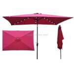 [US Warehouse] Rektangulær Patio-Parasol med Solcelle LED-belysning, Vanntett Utendørs Markedsparasol med Sving og Trykknapp Tilt, Størrelse: 10x6,5 Fot (Rødvin)