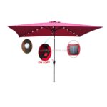 [US Warehouse] Rektangulær Patio-Parasol med Solcelle LED-belysning, Vanntett Utendørs Markedsparasol med Sving og Trykknapp Tilt, Størrelse: 10x6,5 Fot (Rødvin)