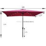 [US Warehouse] Rektangulær Patio-Parasol med Solcelle LED-belysning, Vanntett Utendørs Markedsparasol med Sving og Trykknapp Tilt, Størrelse: 10x6,5 Fot (Rødvin)