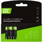 16x Batterier AA R6 2600mAh Ni-Mh Oppladbare Batterier Green Cell