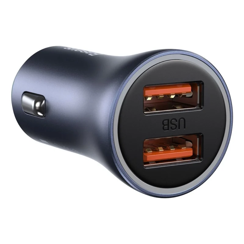 Baseus Golden Contactor Pro hurtiglader for bil 2x USB 40 W Quick Charge SCP FCP AFC + USB-kabel - USB Type C grå (TZCCJD-A0G)