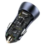Baseus Golden Contactor Pro hurtiglader for bil USB Type C / USB 40 W Power Delivery 3.0 Hurtiglading 4+ SCP FCP AFC + USB Type C-kabel - Lyn-grå (TZCCJD-B0G)