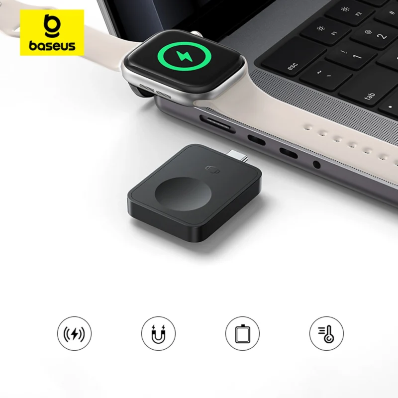 Baseus MagPro 2,5W Magnetisk Induktiv Lader for Apple Watch - Svart
