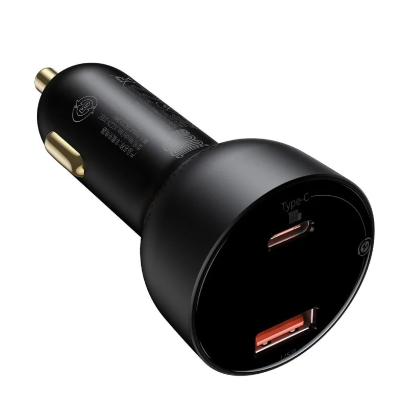 Baseus Superme hurtiglader for bil USB / USB Type C 100W PPS Hurtiglading Power Delivery svart (CCZX-01)