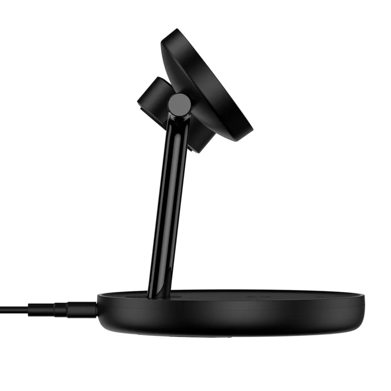 Baseus Swan induksjonslader (kompatibel med MagSafe) stativ for iPhone, Apple Watch, AirPods + 1m USB-C-kabel svart (WXTE000101)