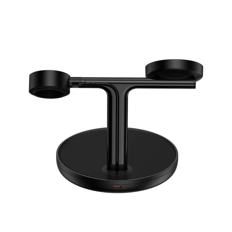Baseus Swan induksjonslader (kompatibel med MagSafe) stativ for iPhone, Apple Watch, AirPods + 1m USB-C-kabel svart (WXTE000101)