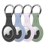 Dux Ducis 4-delt sett silikon fleksibel deksel nøkkelring løkke etui for Apple AirTag (Svart / Grønn / Rosa / Blå)