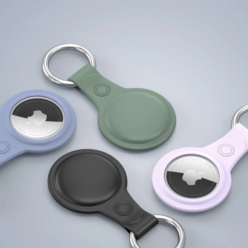 Dux Ducis 4-delt sett silikon fleksibel deksel nøkkelring løkke etui for Apple AirTag (Svart / Grønn / Rosa / Blå)