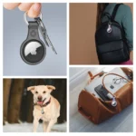 Dux Ducis 4-delt sett silikon fleksibel deksel nøkkelring løkke etui for Apple AirTag (Svart / Grønn / Rosa / Blå)