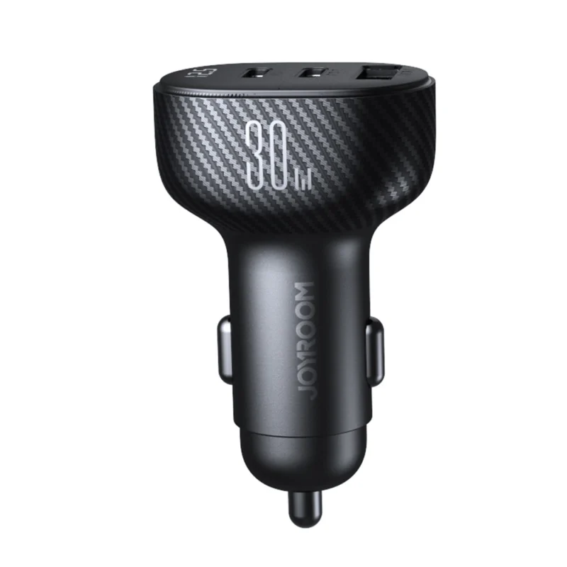 Joyroom JR-CCD04 30W 2x USB-C USB-A bil-lader med skjerm - svart