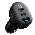 Joyroom JR-CCD04 30W 2x USB-C USB-A bil-lader med skjerm - svart