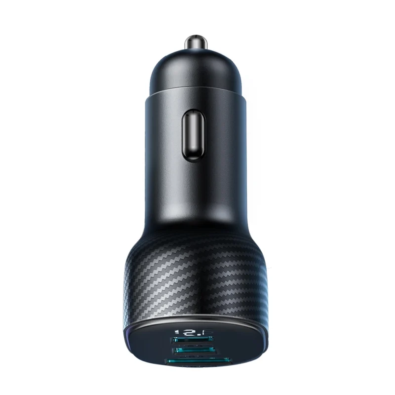 Joyroom JR-CCD04 30W 2x USB-C USB-A bil-lader med skjerm - svart