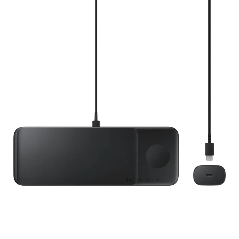Samsung Trio EP-P6300TBEGEU 3i1 induksjonslader for telefon / Galaxy Watch / Buds - svart + nettadapter + kabel