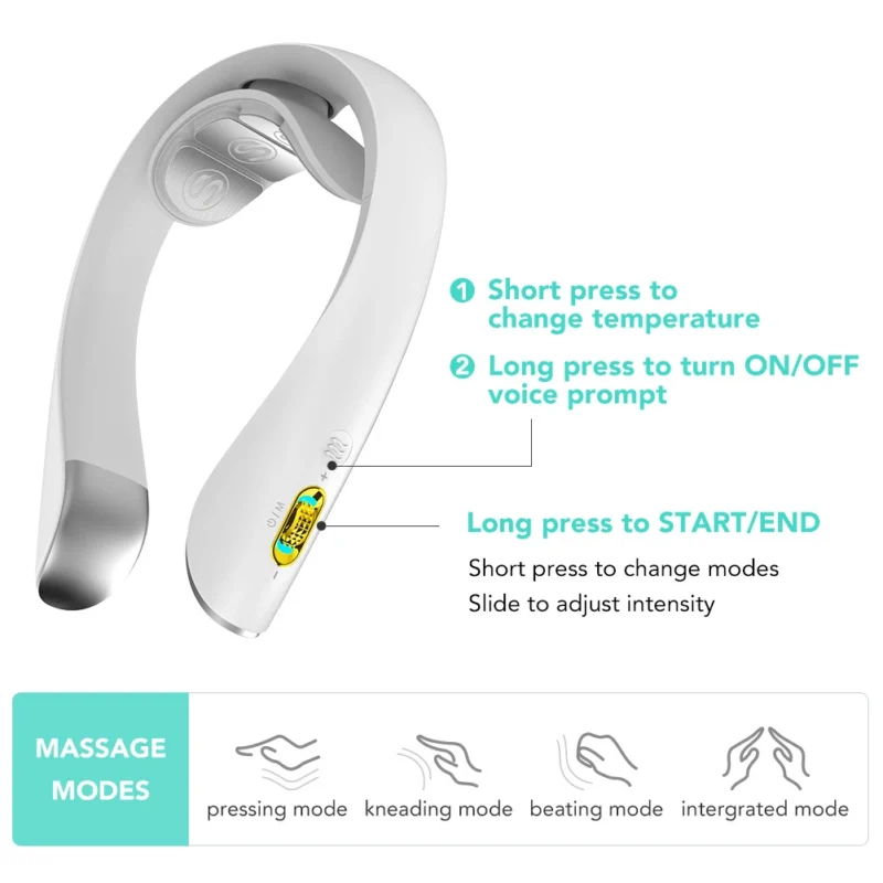 SKG K5 Pro massager, elektrostimulator for nakken med kompress - hvit