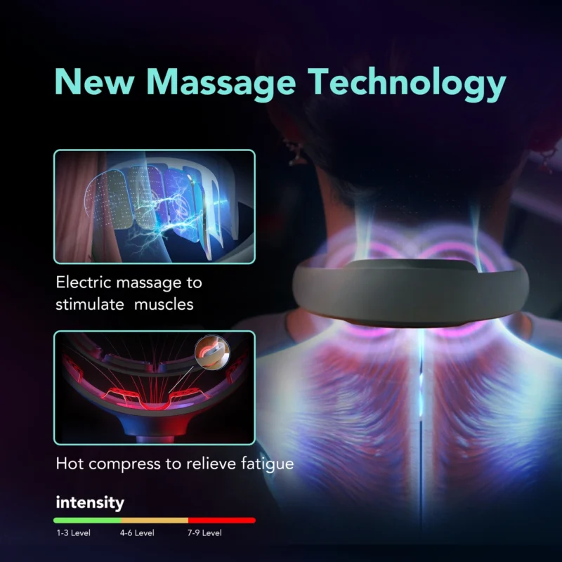 SKG K5 Pro massager, elektrostimulator for nakken med kompress - hvit