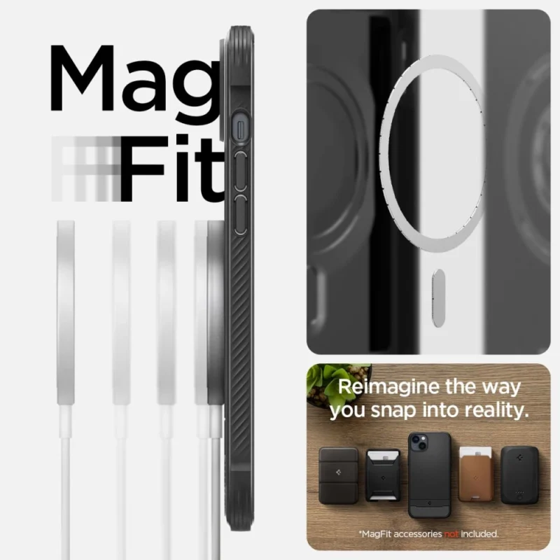 Spigen Rugged Armor Mag-deksel med MagSafe for iPhone 14 - Matt Svart
