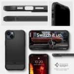 Spigen Rugged Armor Mag-deksel med MagSafe for iPhone 14 - Matt Svart