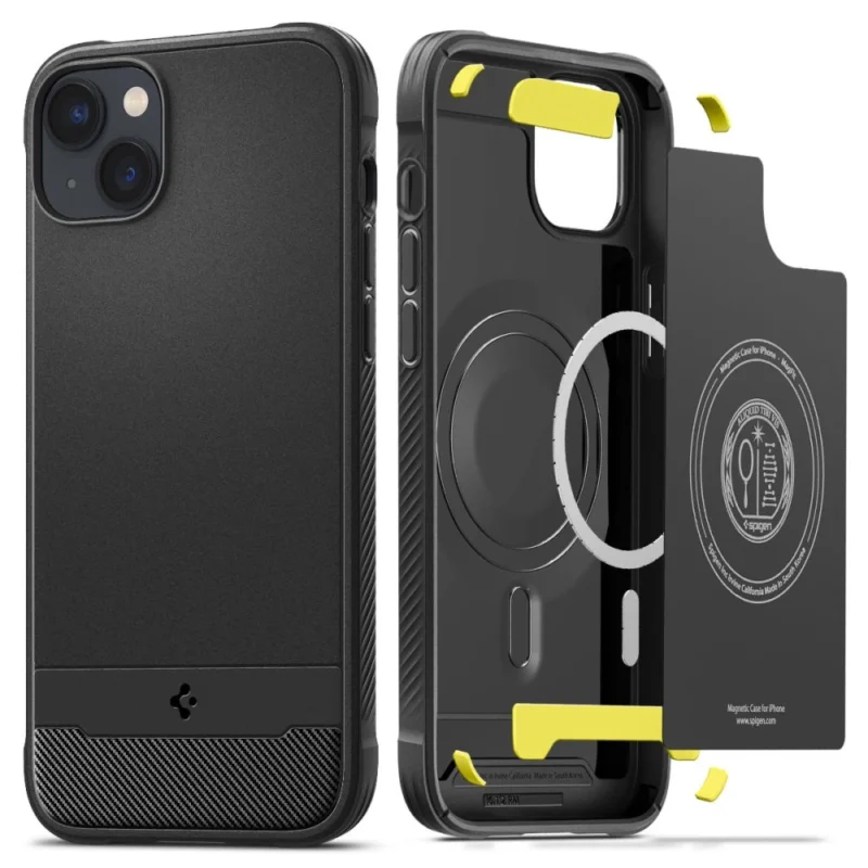 Spigen Rugged Armor Mag-deksel med MagSafe for iPhone 14 - Matt Svart