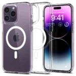 Spigen Ultra Hybrid Mag-deksel med MagSafe for iPhone 14 Pro Max - Klar/Hvit