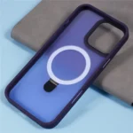 Til iPhone 16 Pro Magnetisk Deksel med Stativ TPU+PC Mobildeksel - Lilla