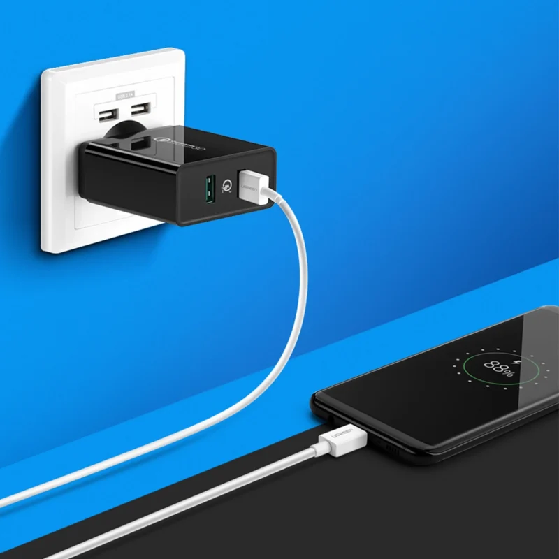 Ugreen lader 2xUSB-A 36W QC3.0 svart (CD161)