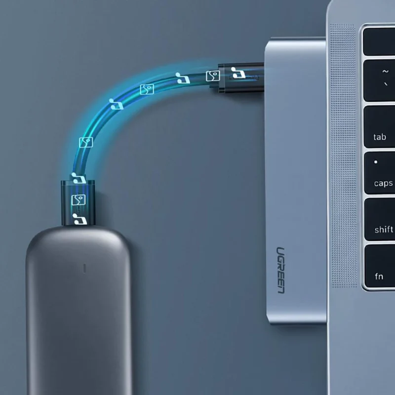 Ugreen multifunksjonell HUB 2x USB Type C til 3x USB 3.0 / TF / SD / USB Type C for MacBook Pro / Air grå (CM251 60560)