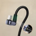Ugreen nylon vinklet kabel USB - USB Type C kabel 2 m 3 A 18 W Hurtiglading AFC FCP for gamere grå (70315)