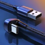 Ugreen nylon vinklet kabel USB - USB Type C kabel 2 m 3 A 18 W Hurtiglading AFC FCP for gamere grå (70315)